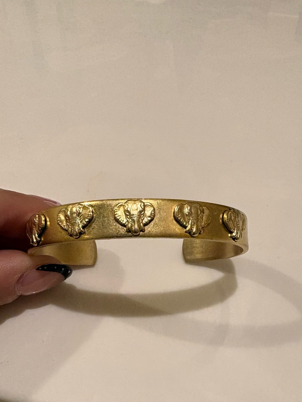 Gold Elephant Motif Cuff Bracelet - Women Jewelry